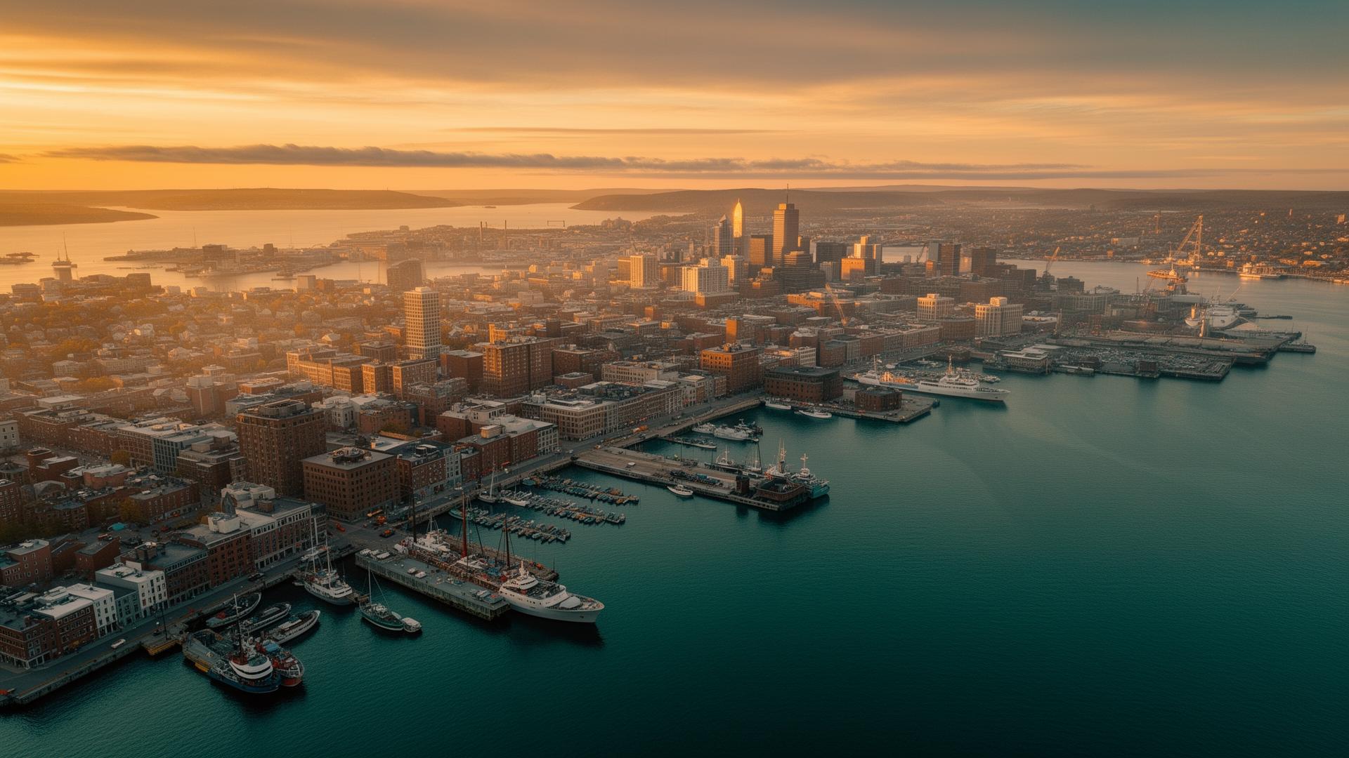 Halifax harbor at golden hour